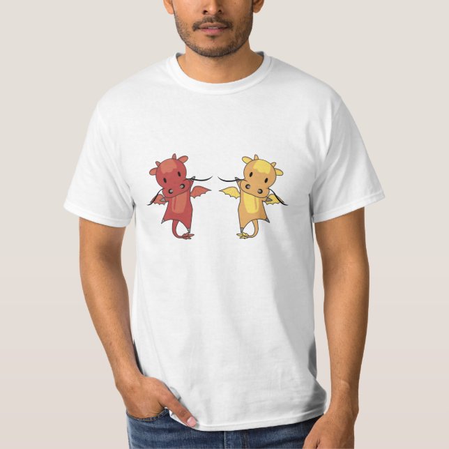 Dragon Red and Yellow Dragon Faible Fantasy Fantas T-Shirt (Vorderseite)