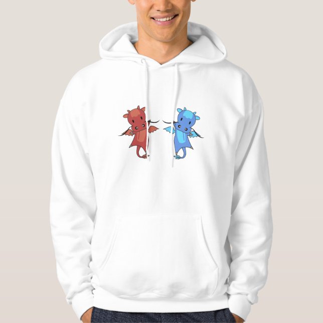 Dragon Red Blue Dragon Fairy Tale Fantasy Hoodie (Vorderseite)