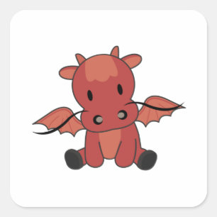 Dragon Red Fairy Tale Fantasy Niedlicher Tiere Quadratischer Aufkleber