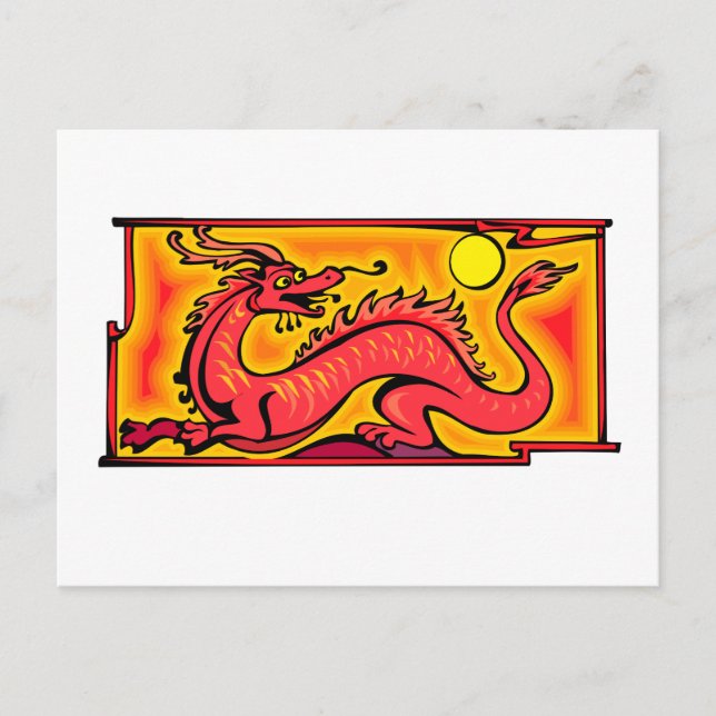 Dragon Red Fantasy Fiktion Zeichne Cartoon Art Postkarte (Vorderseite)