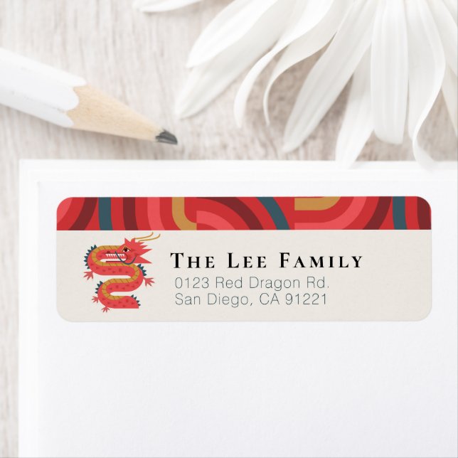 Dragon Red Geometric Chinesisches Neujahr (Insitu)