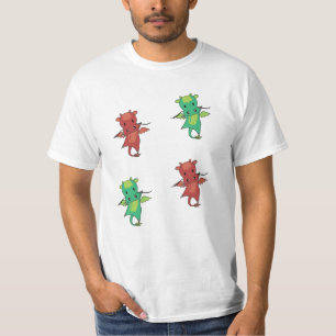 Dragon Red Green Fantasy Niedlicher Tiere für Kind T-Shirt