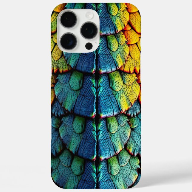 Dragon Reptile Scales Green Blue Yellow Armor Case-Mate iPhone Hülle (Rückseite)