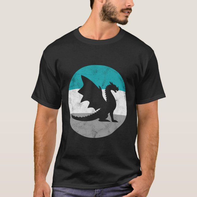 Dragon Retro Geschenk für Männer oder Jungen T-Shirt (Vorderseite)