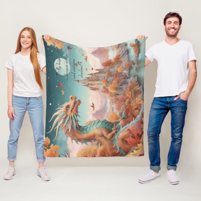 Dragon River Castle Starry Night Text Fleecedecke (Beispiel)