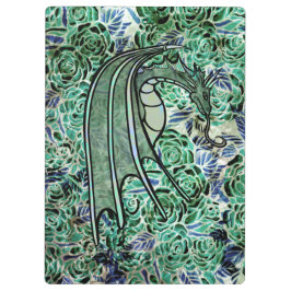 Dragon Rose Grüne Naturdrachen Abstrakte Rose Klemmbrett