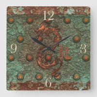 Dragon Rusty Metal Fantasy Art Clock