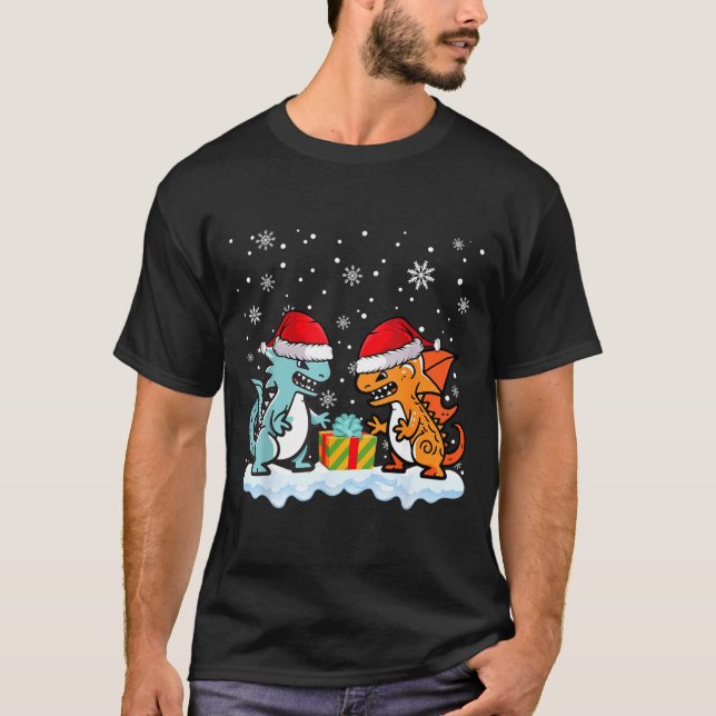 Dragon Santa Hat Mythical Animal Funny Christmas P T-Shirt (Vorderseite)