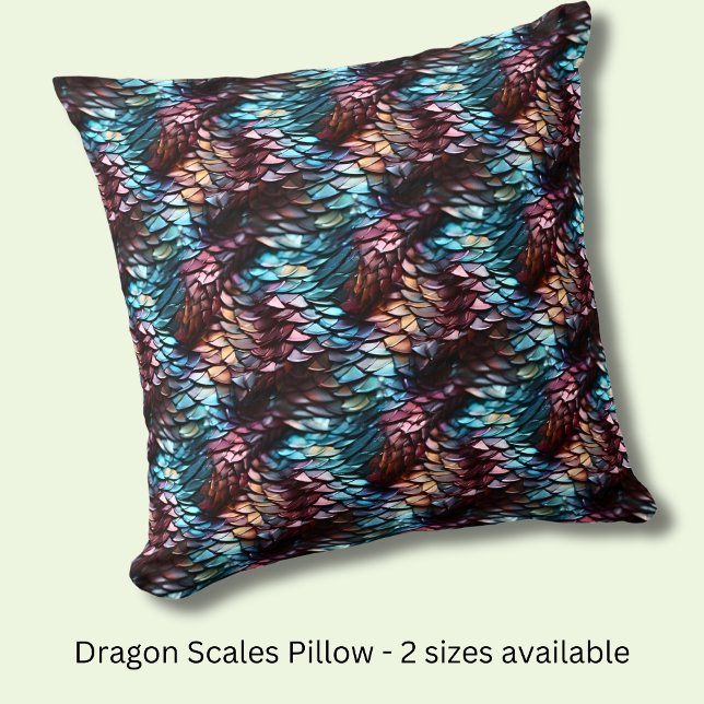 Dragon Scales Aqua Blue Crimson Brown Kissen (Von Creator hochgeladen)