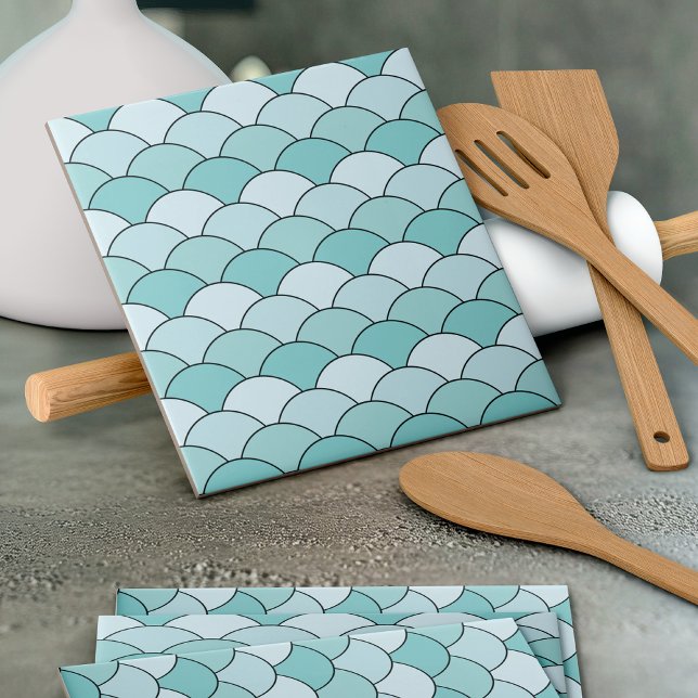 Dragon Scales, Fans, Waves, Seigaiha, Blue Fliese (Von Creator hochgeladen)