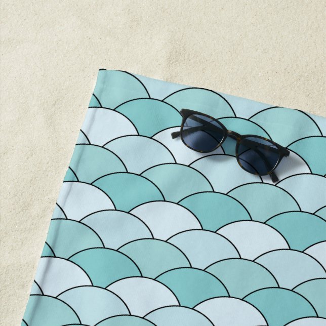 Dragon Scales, Fans, Waves, Seigaiha, Blue Strandtuch (Beispiel)