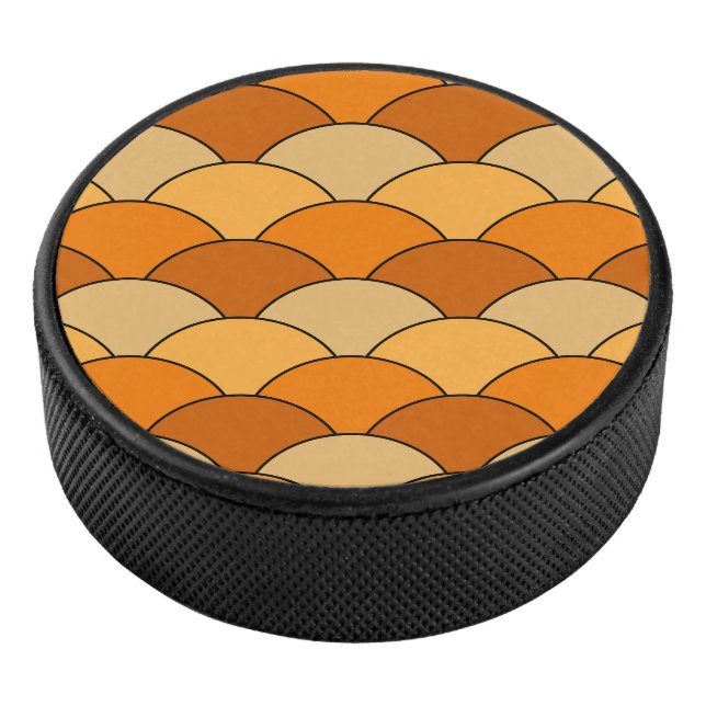 Dragon Scales, Fans, Waves, Seigaiha, Orange Eishockey Puck (3/4)
