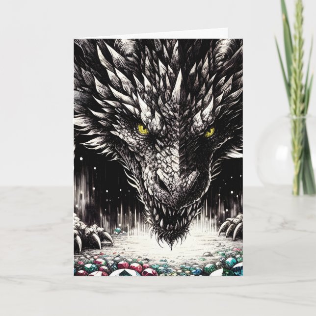 Dragon schütze seinen Schatz "Happy Birthday!" Karte (Vorderseite)