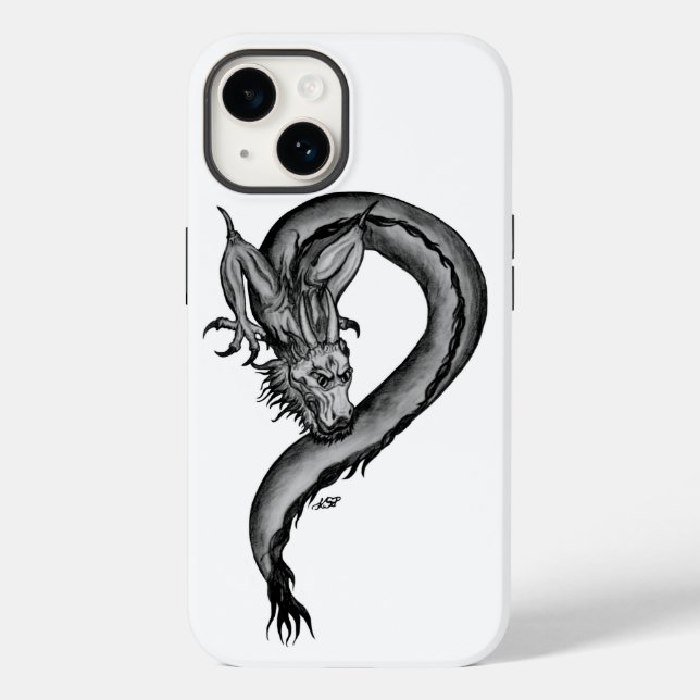 Dragon Schwarzweiß Design Case-Mate iPhone Hülle (Rückseite)