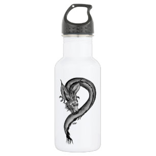 Dragon Schwarzweiß Design Edelstahlflasche