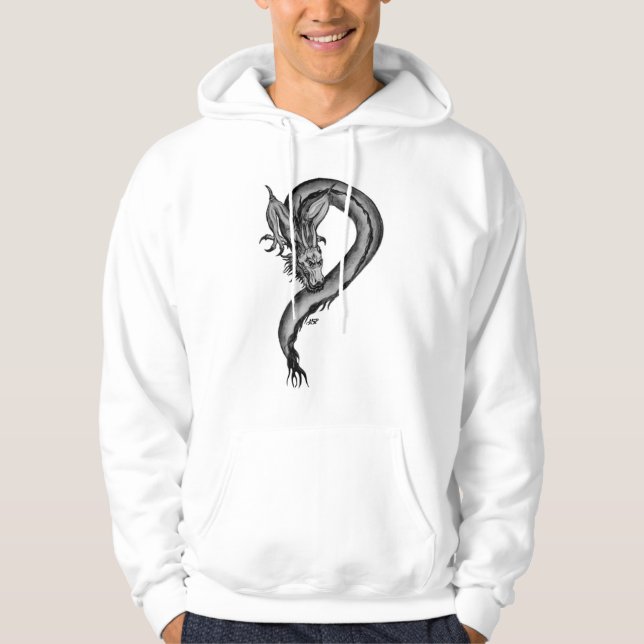 Dragon Schwarzweiß Design Hoodie (Vorderseite)