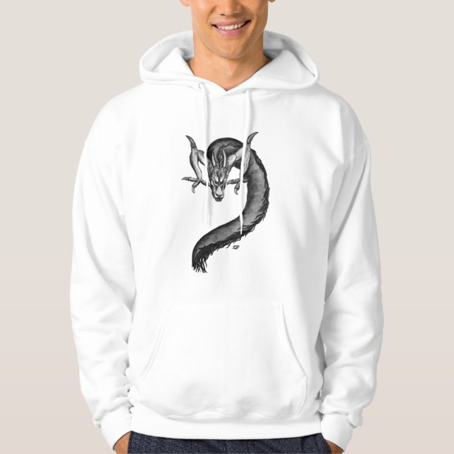 Dragon Schwarzweiß Design Hoodie (Vorderseite)