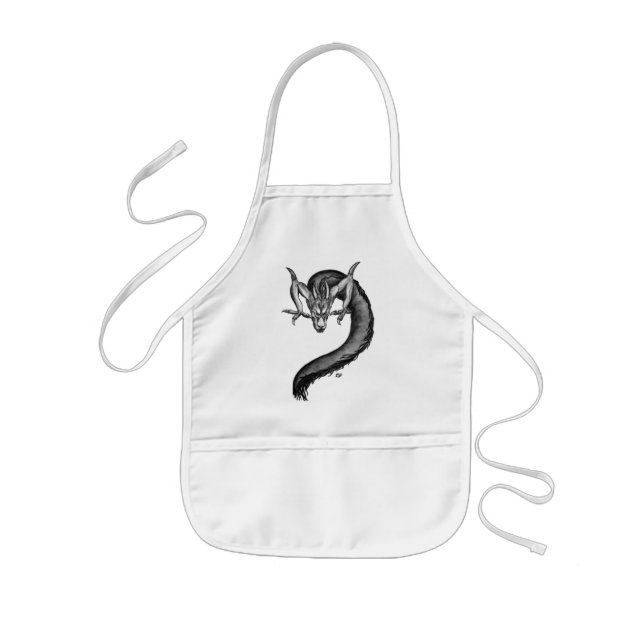Dragon Schwarzweiß Design Kinderschürze (Vorne)