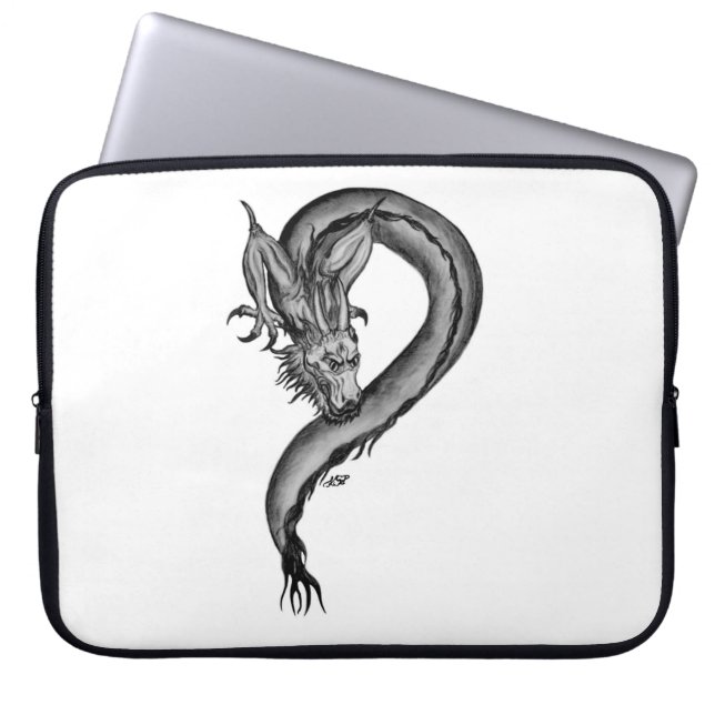 Dragon Schwarzweiß Design Laptopschutzhülle (Vorderseite)
