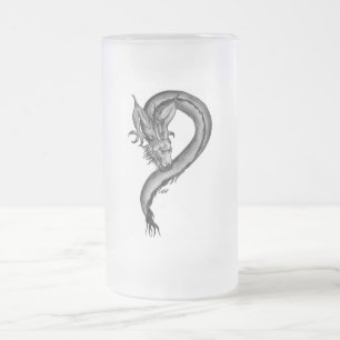 Dragon Schwarzweiß Design Mattglas Bierglas