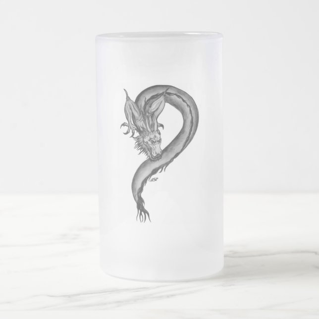 Dragon Schwarzweiß Design Mattglas Bierglas (Mittel)