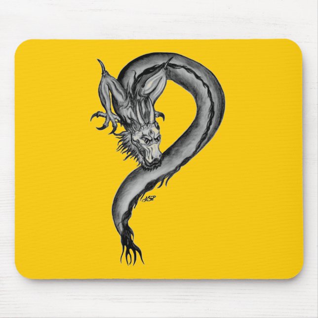 Dragon Schwarzweiß Design Mousepad (Vorne)