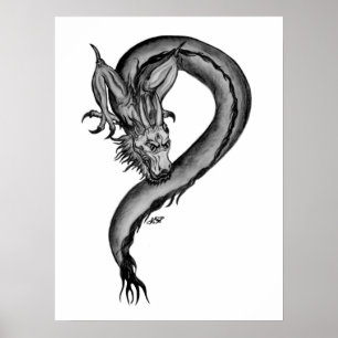 Dragon Schwarzweiß Design Poster