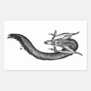 Dragon Schwarzweiß Design Rechteckiger Aufkleber