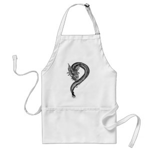 Dragon Schwarzweiß Design Schürze