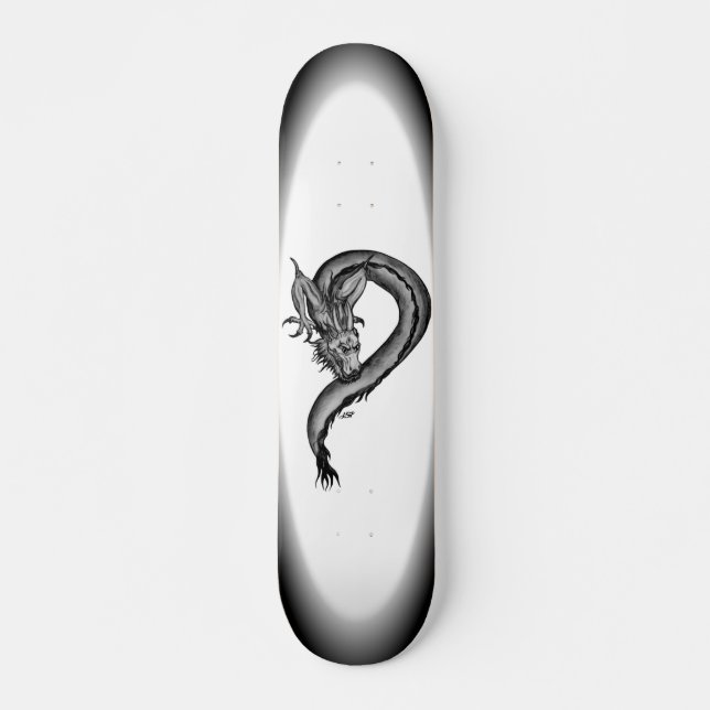 Dragon Schwarzweiß Design Skateboard (Vorne)