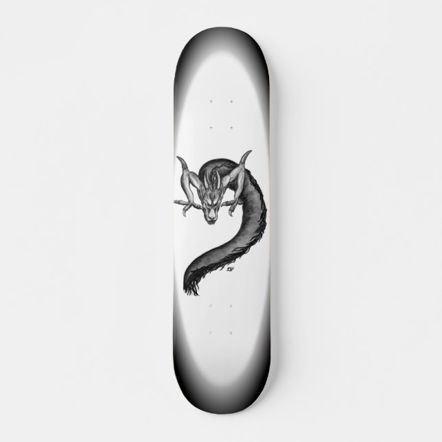 Dragon Schwarzweiß Design Skateboard (Vorne)
