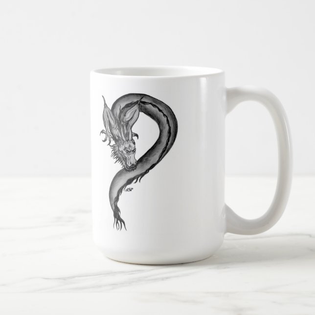 Dragon Schwarzweiß Design Tasse (Rechts)