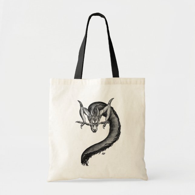 Dragon Schwarzweiß Design Tragetasche (Vorne)