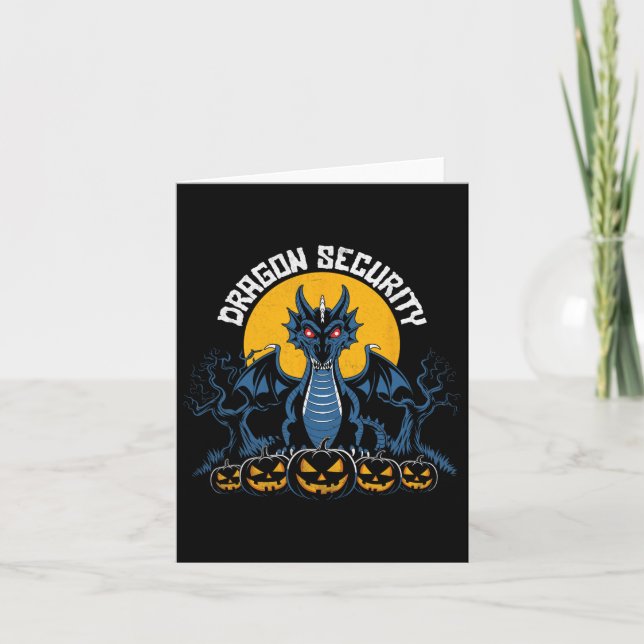 Dragon Security Halloween Funny Mama Vater Eltern  Karte (Vorderseite)