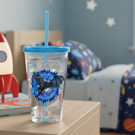 Dragon Serpent Atmung Feuer blauer Flamme Acryltrinkbecher