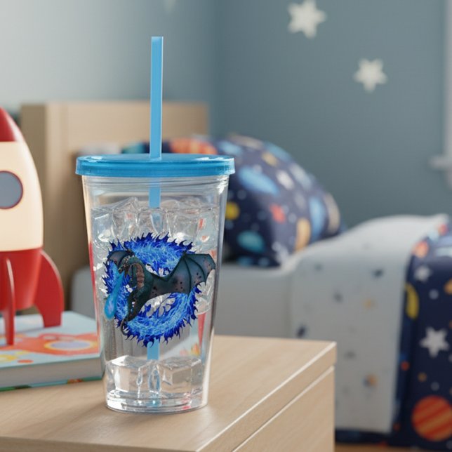 Dragon Serpent Atmung Feuer blauer Flamme Acryltrinkbecher (Von Creator hochgeladen)