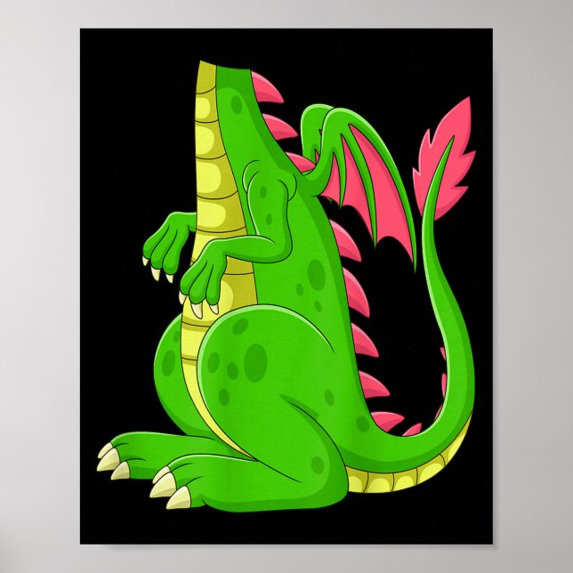 Dragon Shirt Adult Men Women Kids Green Dragon Cos Poster (Vorne)