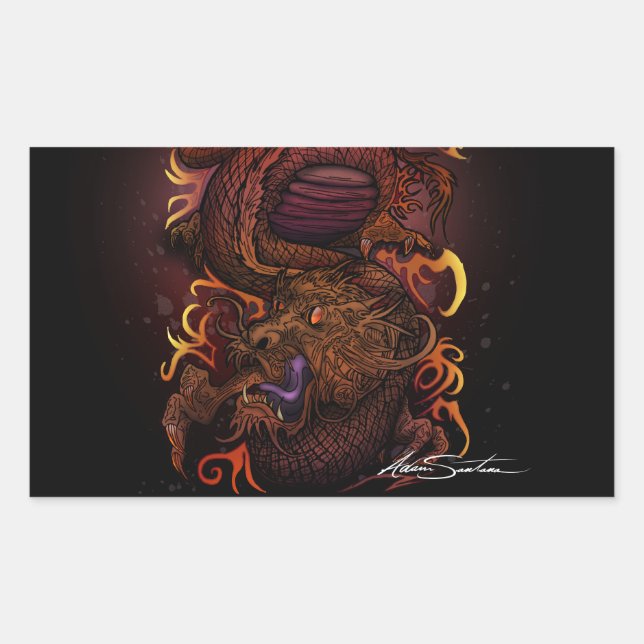 Dragon (Signature-Design) Rechteckiger Aufkleber (Vorderseite)