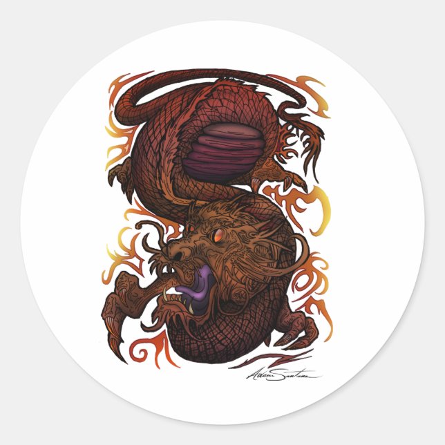Dragon (Signature-Design) Runder Aufkleber (Vorderseite)