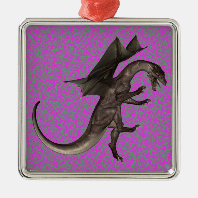 Dragon Silbernes Ornament (Vorne)