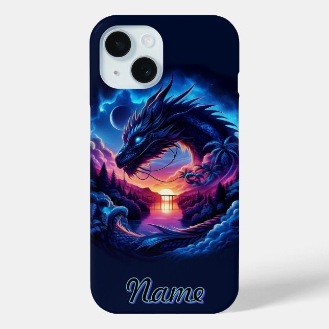 Dragon Silhouette gegen einen lebendigen Sonnenunt Case-Mate iPhone Hülle (Rückseite)