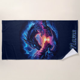 Dragon Silhouette gegen einen lebendigen Sonnenunt Strandtuch