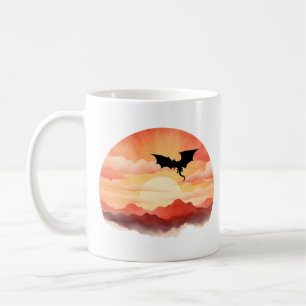Dragon Silhouette gegen einen Sonnenuntergang Kaffeetasse