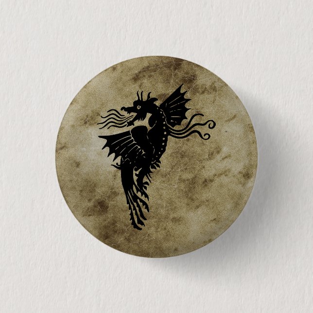 Dragon Silhouette Spirit Animal Totem Emblem Button (Vorderseite)
