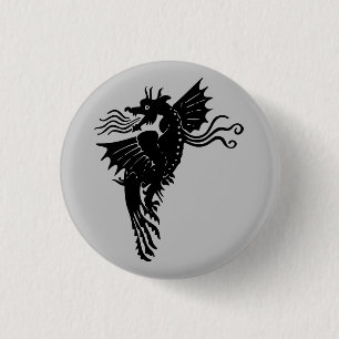 Dragon Silhouette Spirit Animal Totem Emblem Button