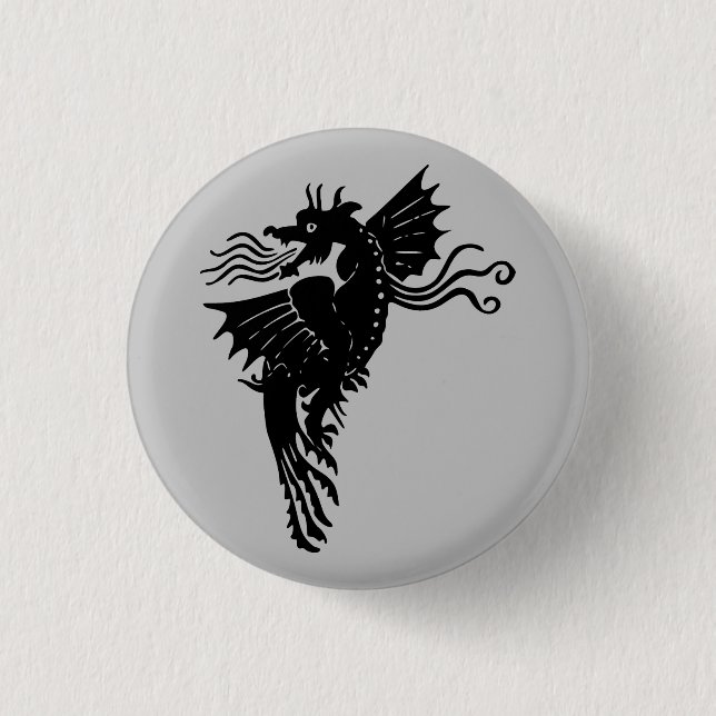 Dragon Silhouette Spirit Animal Totem Emblem Button (Vorderseite)