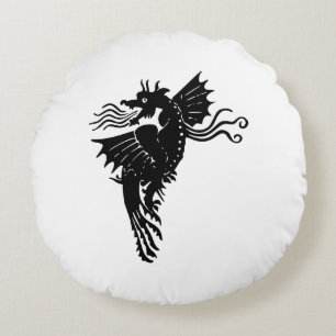 Dragon Silhouette Spirit Animal Totem Emblem Throw Rundes Kissen