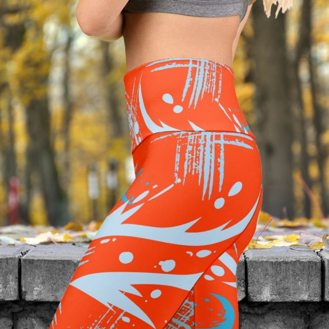 Dragon Slash auf Coquelicot Orange Pattern Yoga Capri Leggings (Dragon Slash on Coquelicot)