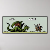 Dragon Slayer 8-Bit Pixel Art Poster