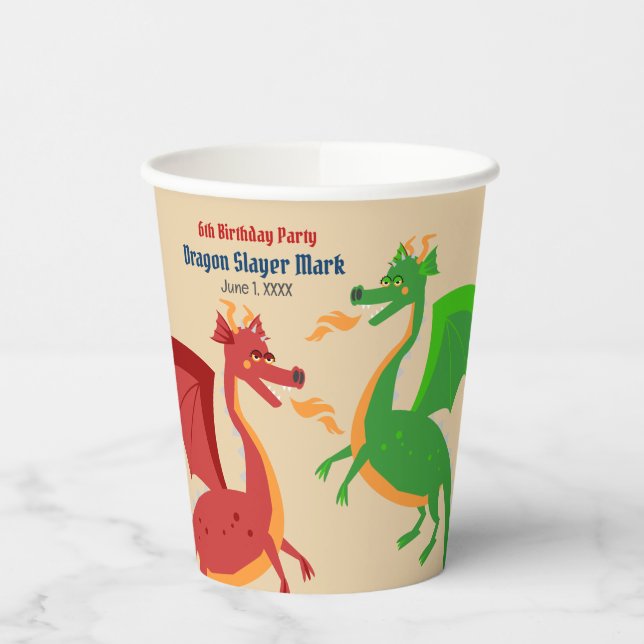 Dragon Slayer Knight Boy Birthday Party Pappbecher (Links)